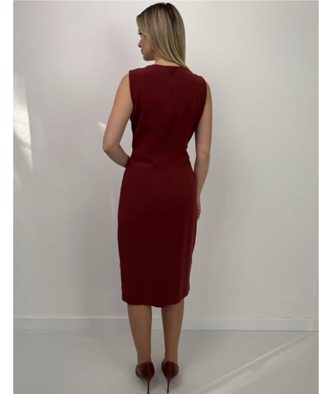 MAX MARA STUDIO Бордовое ацетатное повседневное платье, фото 2
