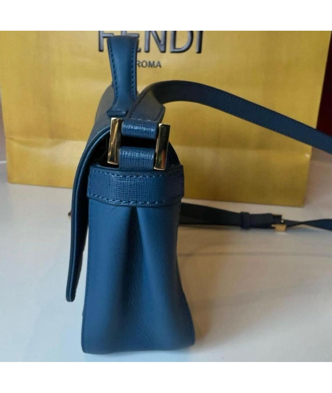 FENDI Синяя кожаная сумка тоут, фото 2