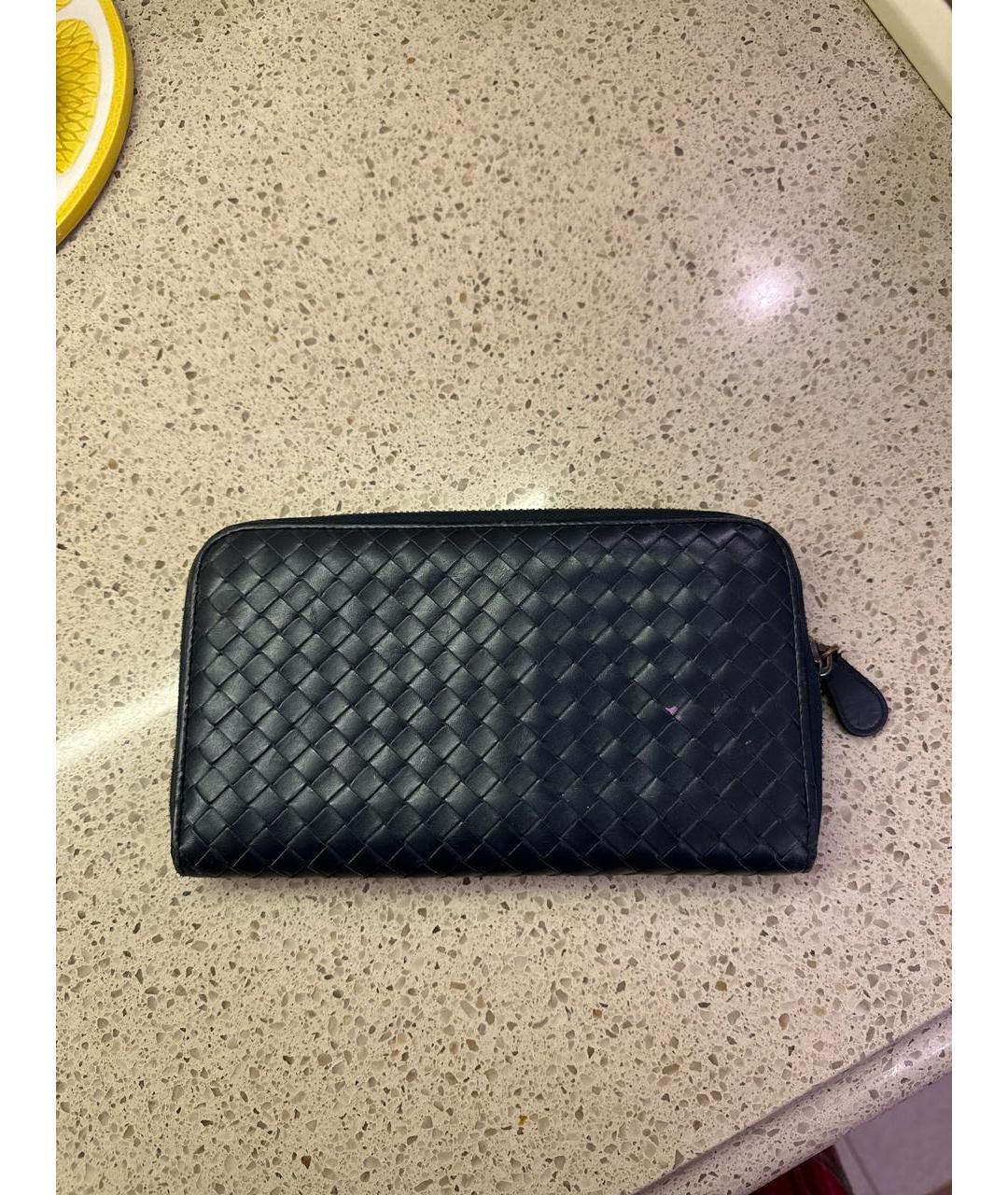 BOTTEGA VENETA Темно-синий кожаный кошелек, фото 5
