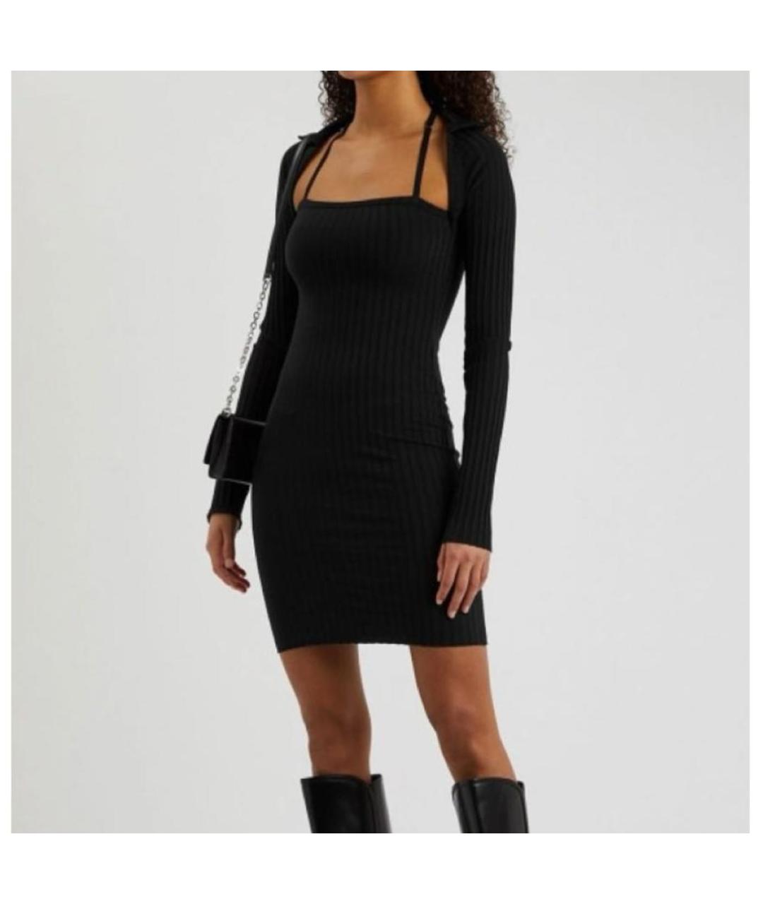 HELMUT LANG Черное хлопковое повседневное платье, фото 4