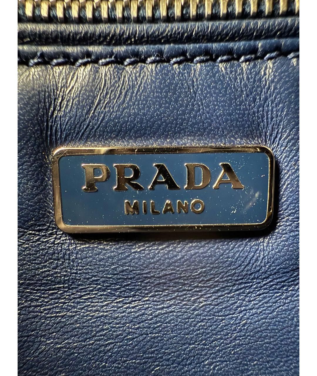 PRADA Темно-синяя кожаная сумка через плечо, фото 8