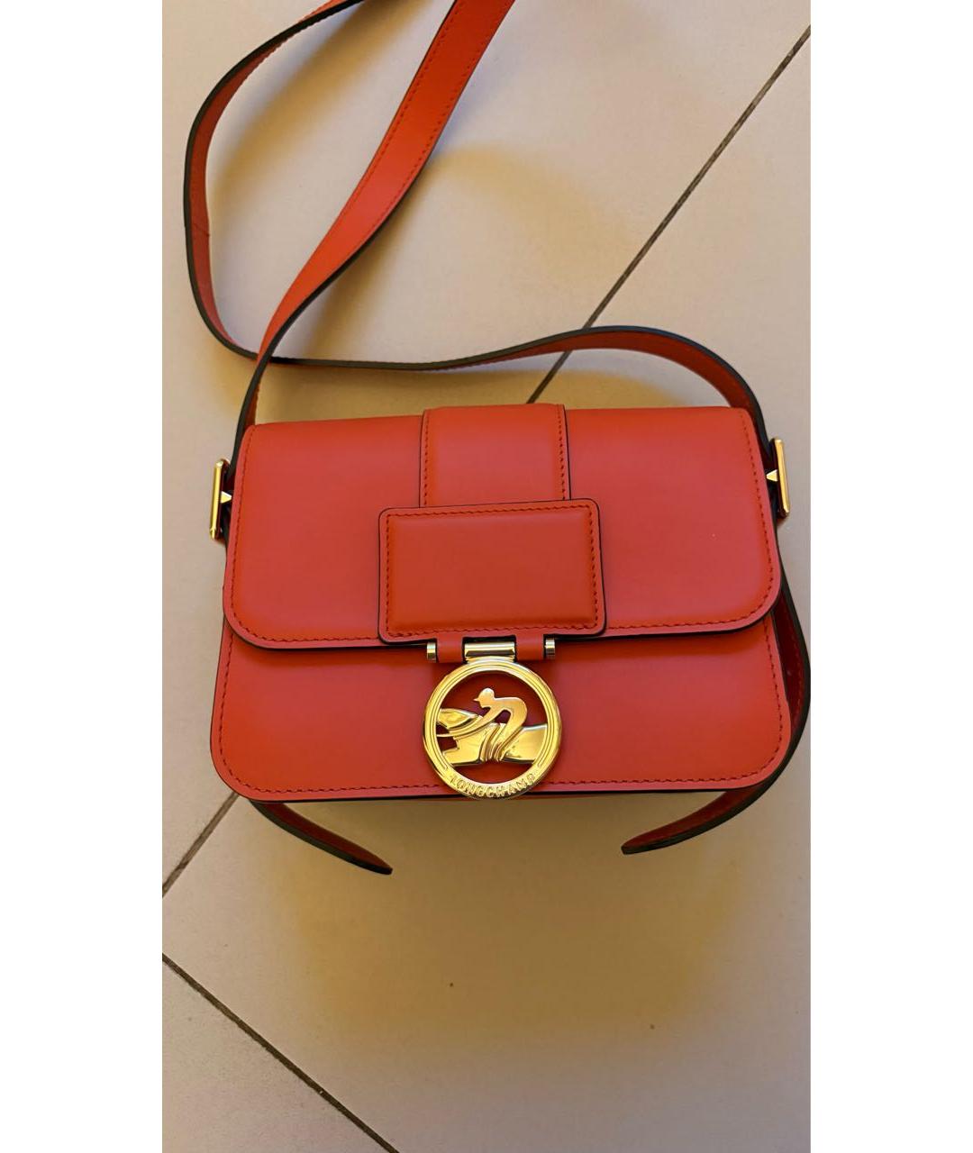 LONGCHAMP Коралловая кожаная сумка через плечо, фото 8