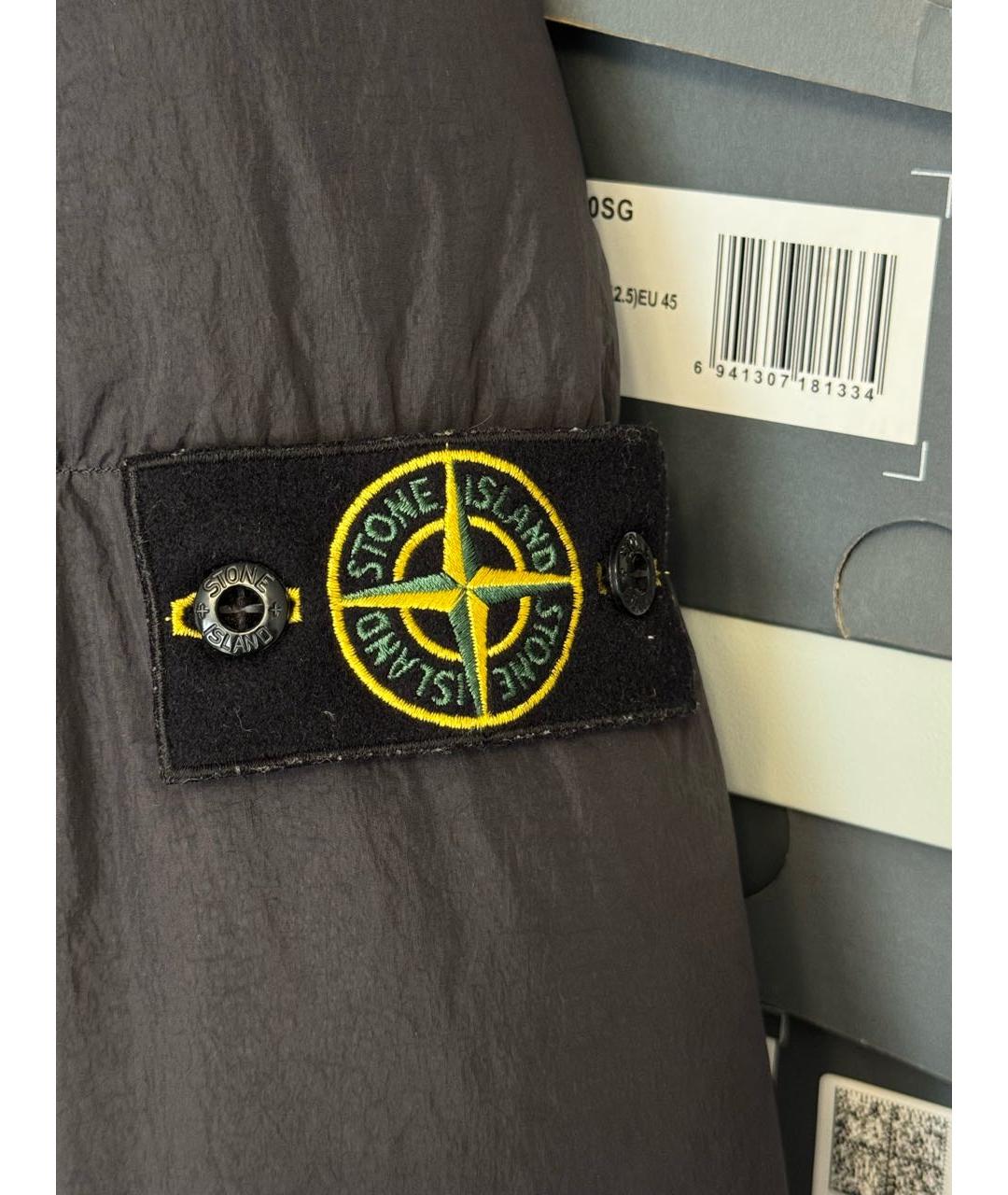 STONE ISLAND Черный полиэстеровый пуховик, фото 4