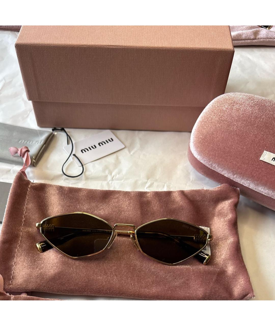 MIU MIU Коричневые металлические солнцезащитные очки, фото 4