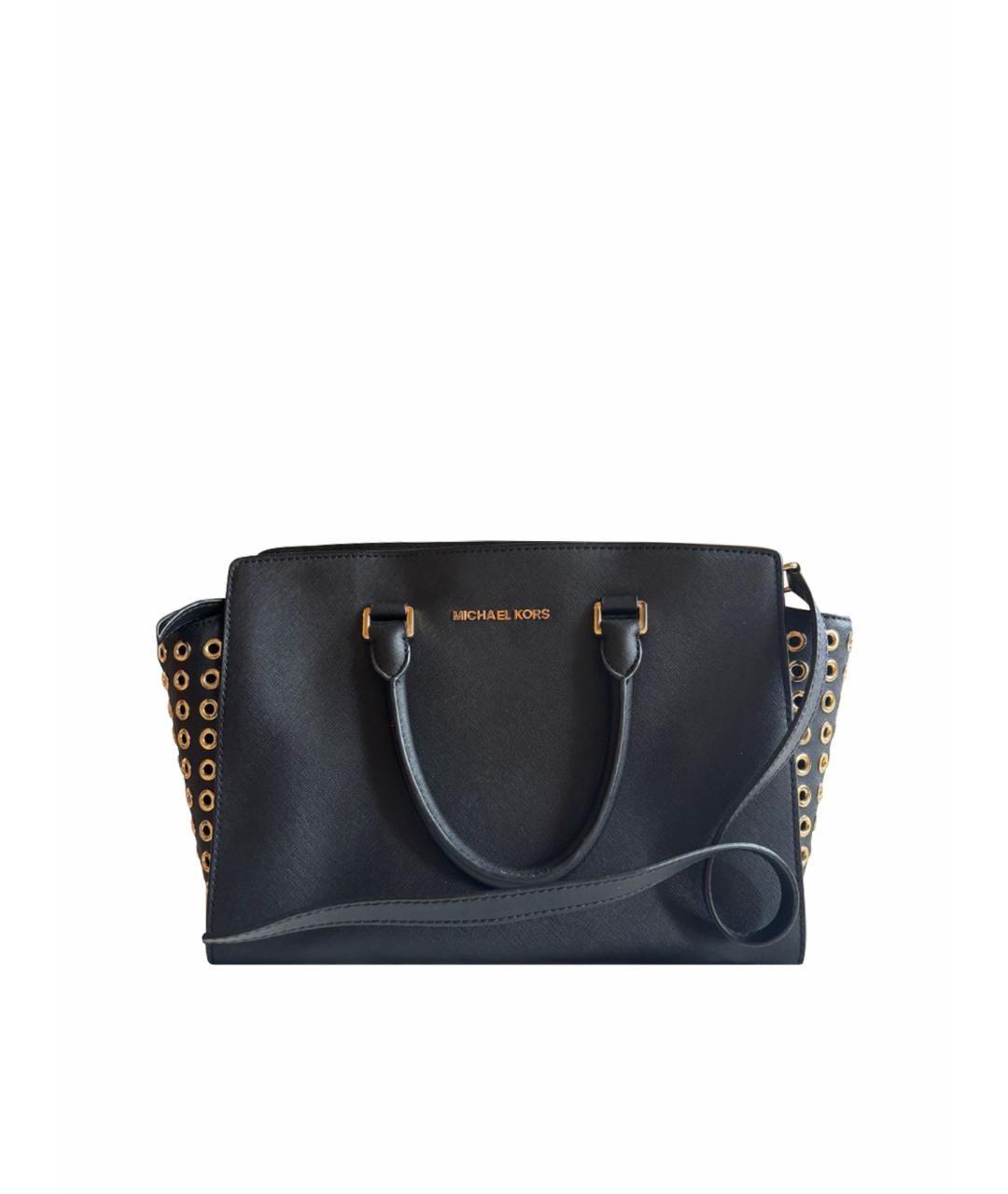 MICHAEL KORS Черная кожаная сумка с короткими ручками, фото 1