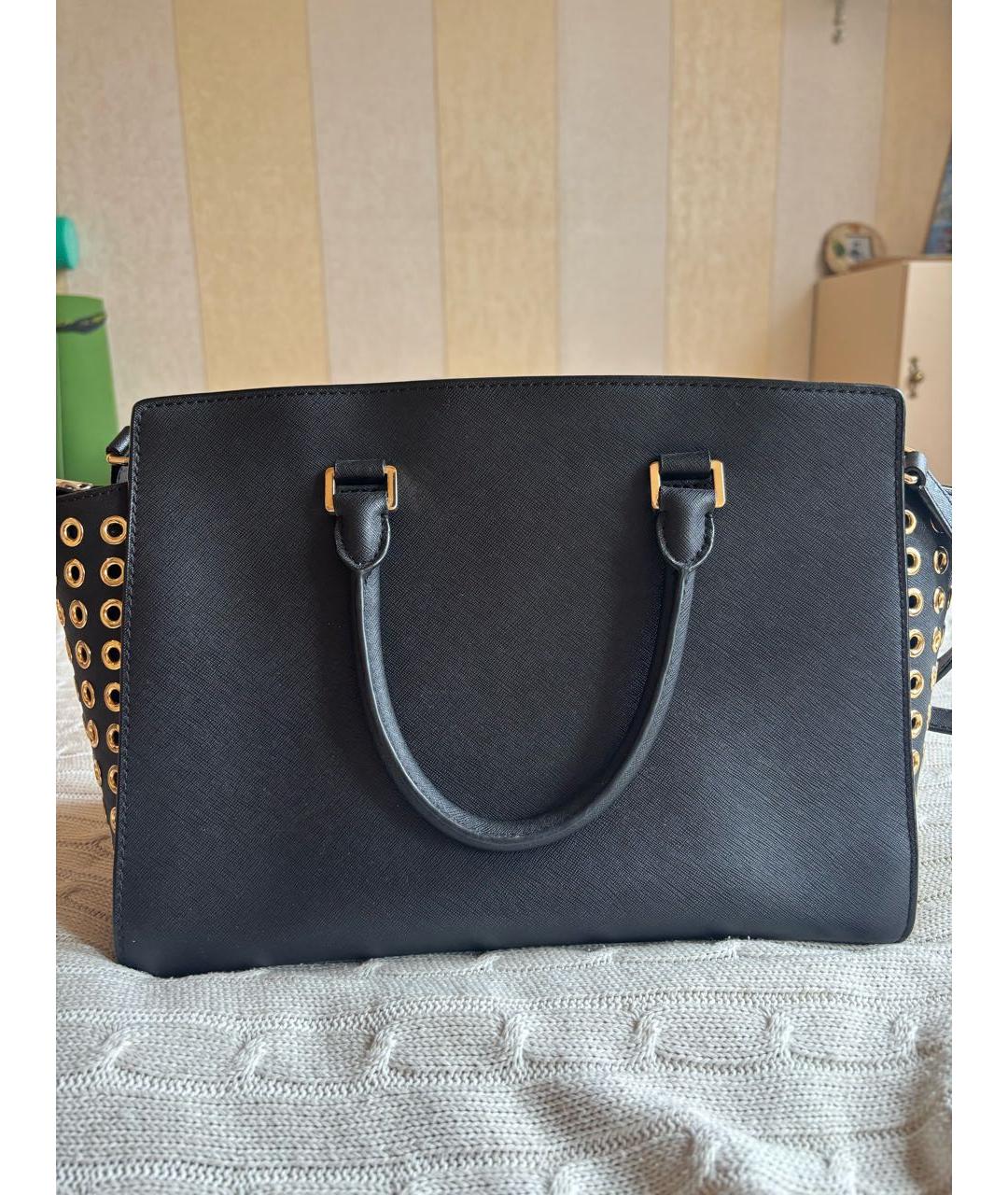 MICHAEL KORS Черная кожаная сумка с короткими ручками, фото 3