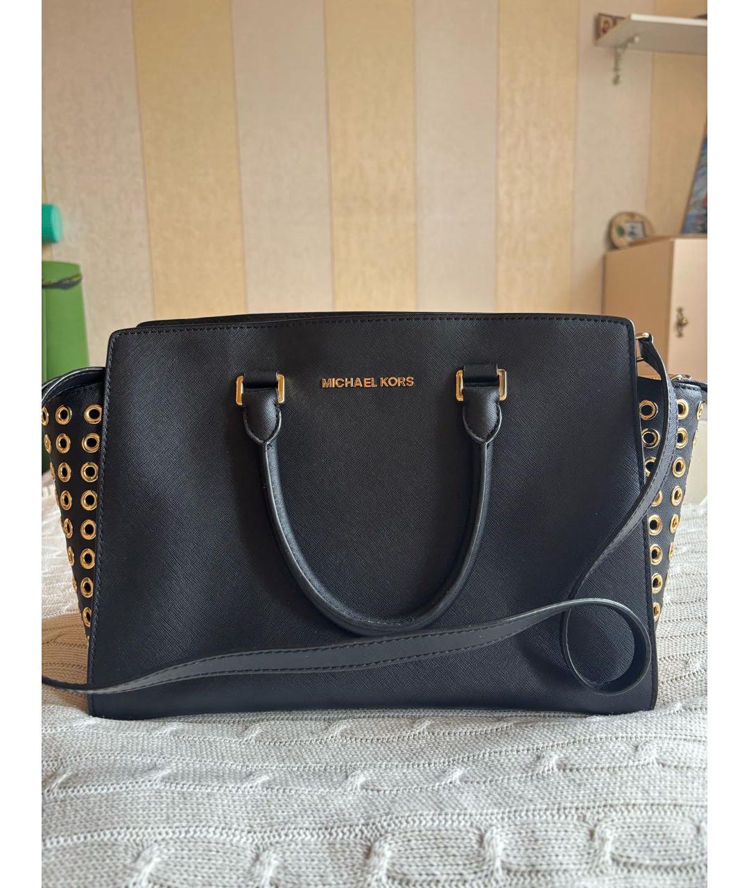 MICHAEL KORS Черная кожаная сумка с короткими ручками, фото 9