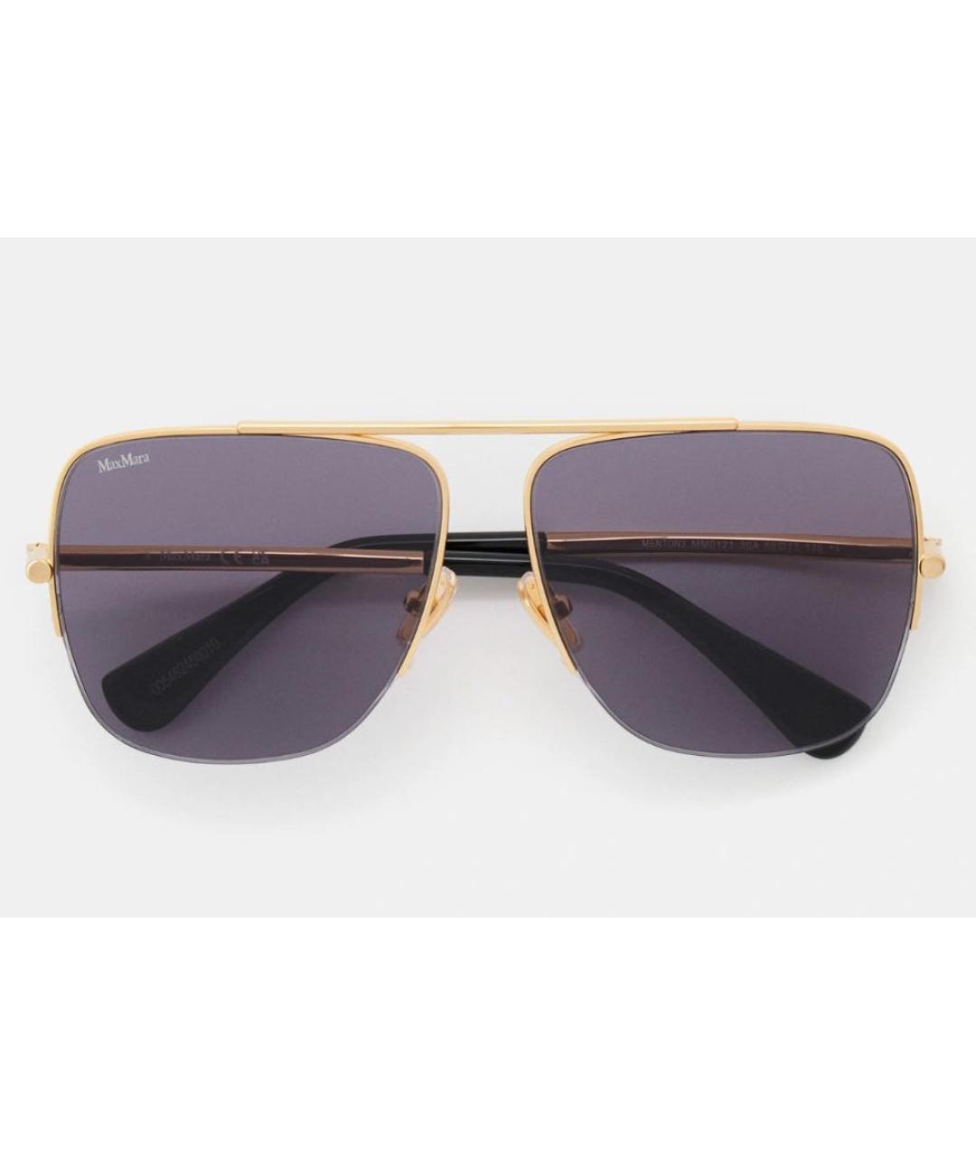MAX MARA Золотые металлические солнцезащитные очки, фото 9