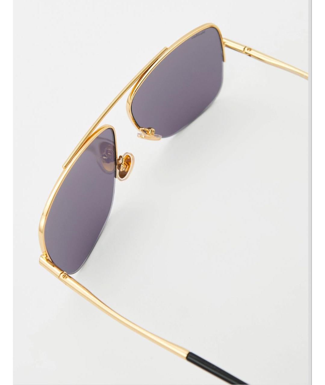 MAX MARA Золотые металлические солнцезащитные очки, фото 2