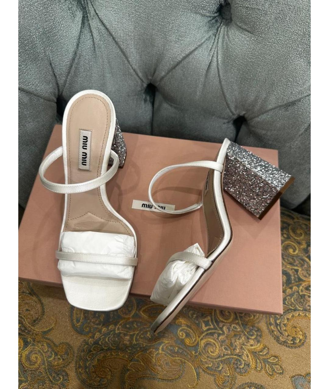 MIU MIU Серебряные босоножки, фото 2