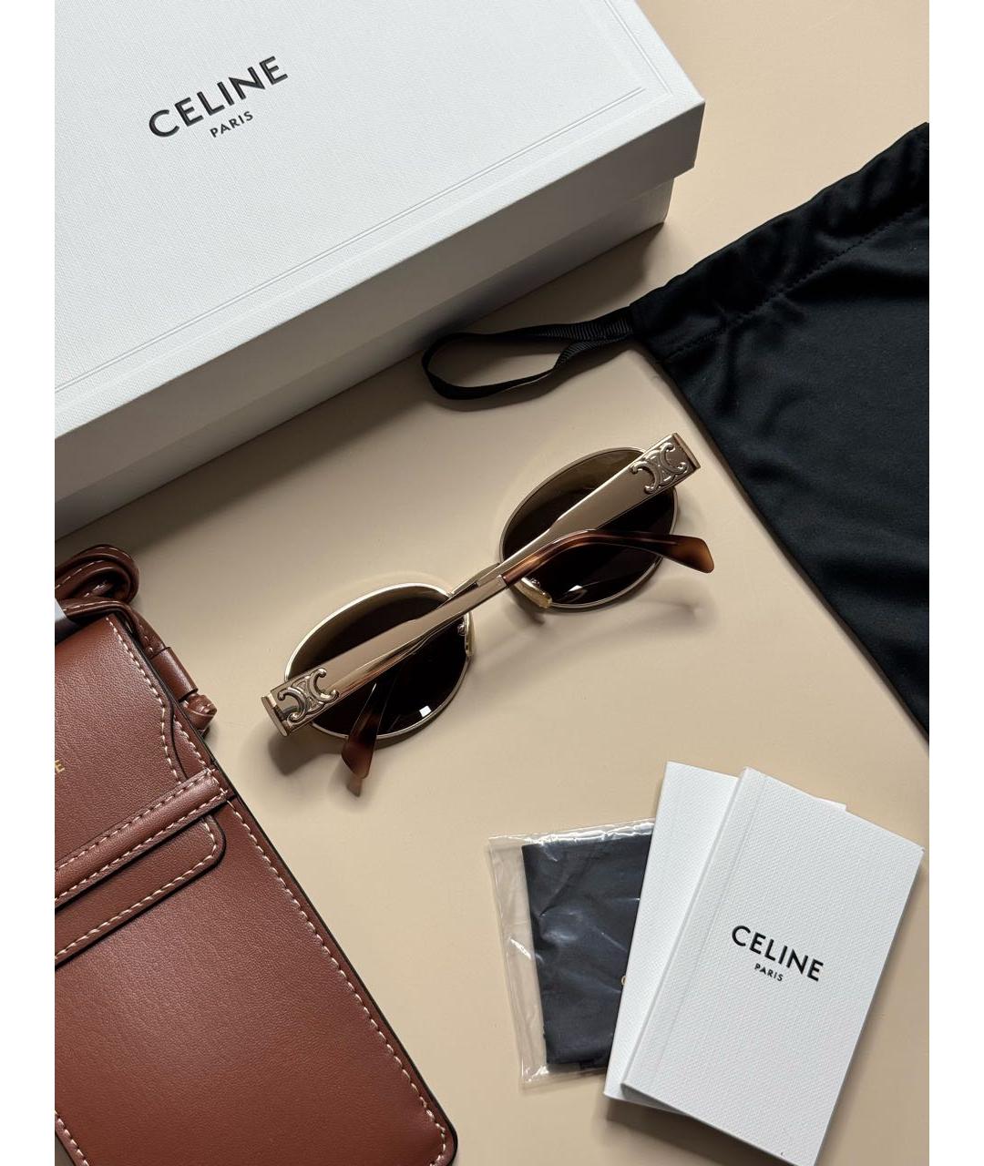 CELINE Золотые металлические солнцезащитные очки, фото 7