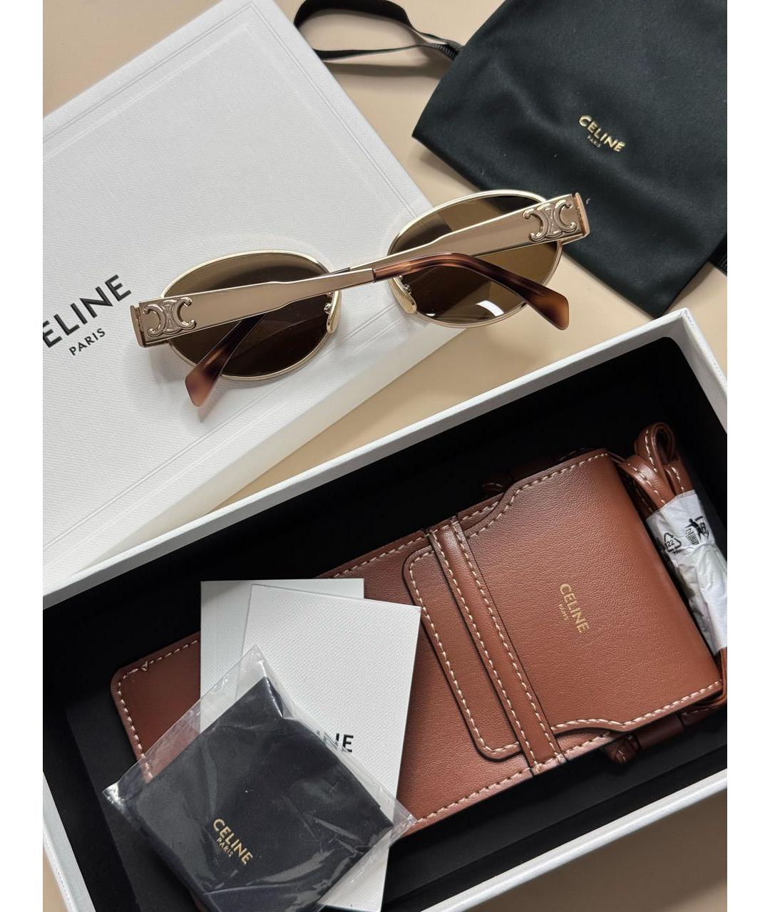 CELINE Золотые металлические солнцезащитные очки, фото 2