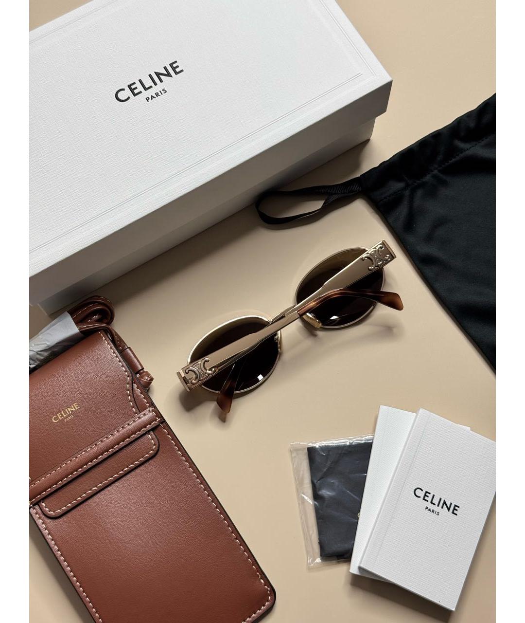CELINE Золотые металлические солнцезащитные очки, фото 4