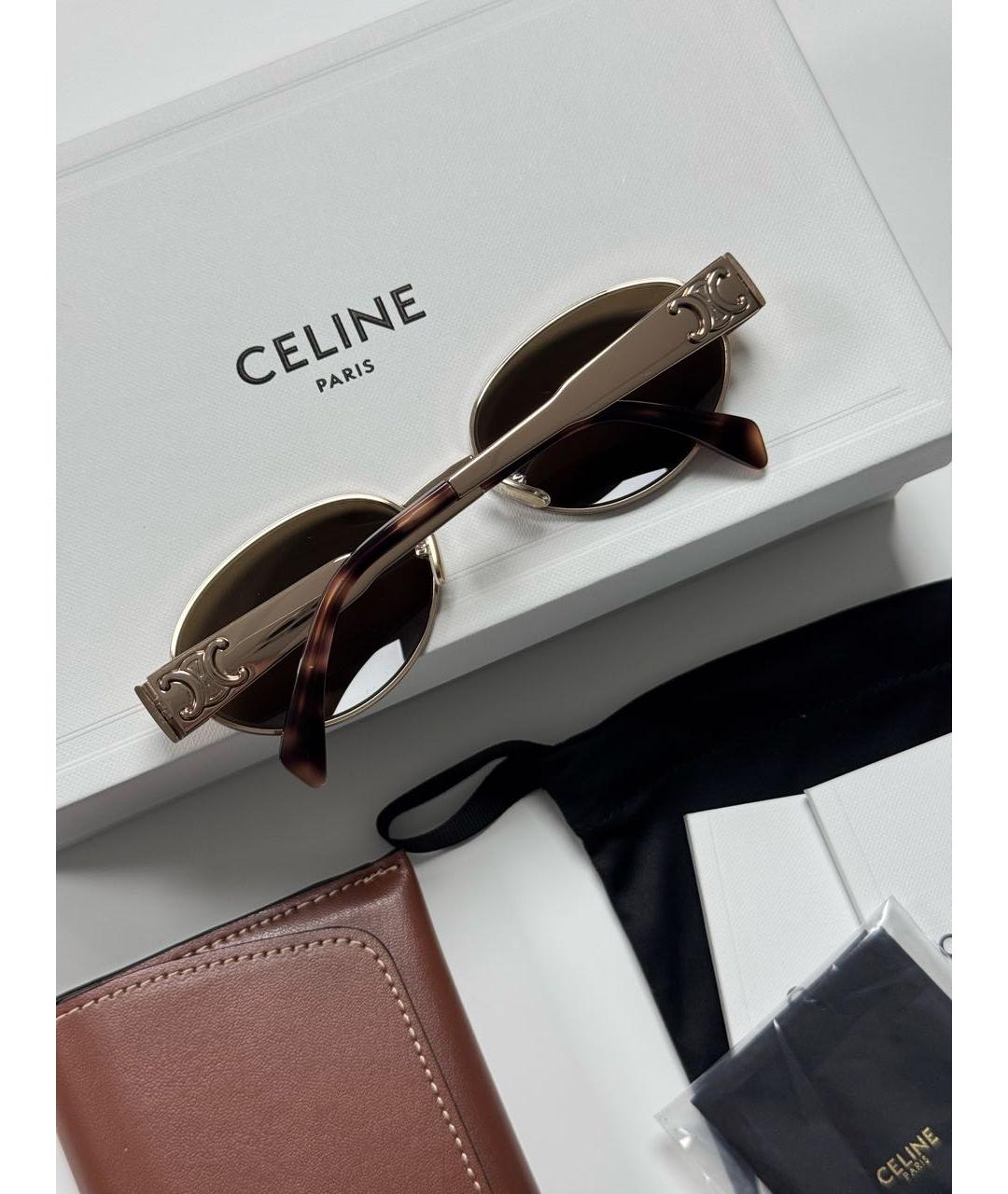 CELINE Золотые металлические солнцезащитные очки, фото 5