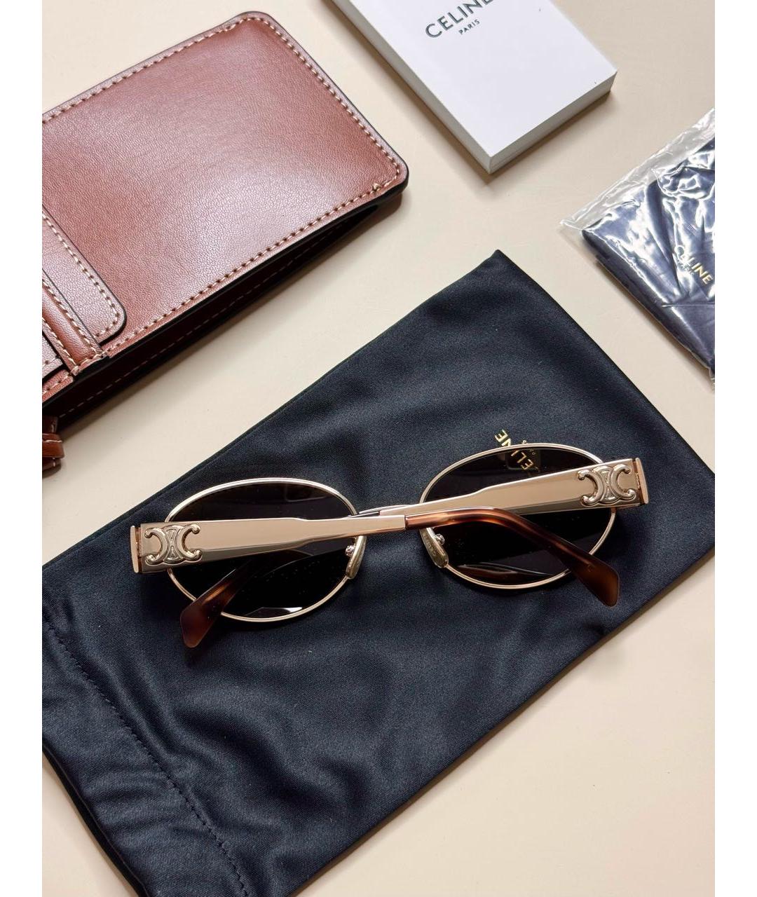 CELINE Золотые металлические солнцезащитные очки, фото 5