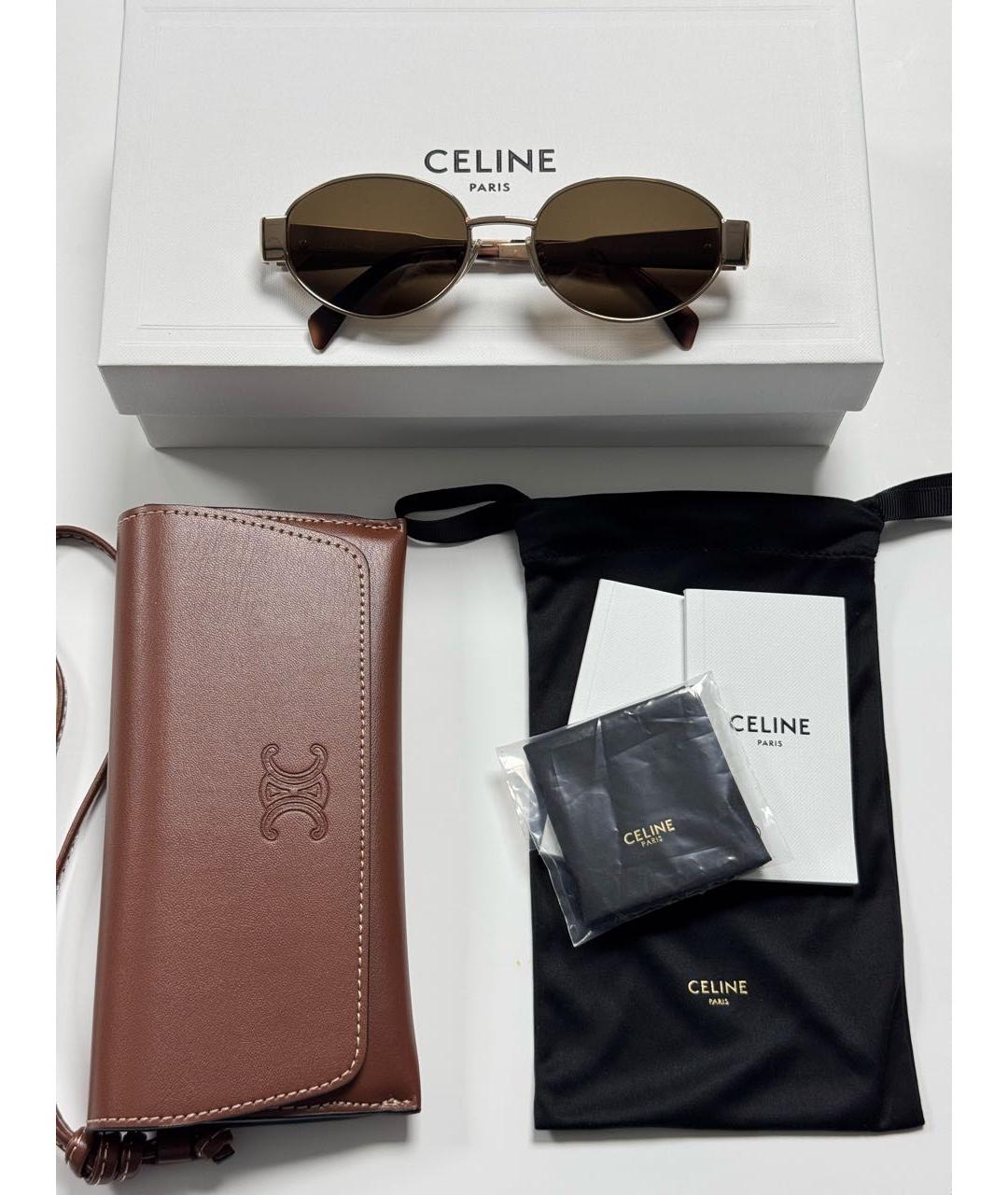 CELINE Золотые металлические солнцезащитные очки, фото 4