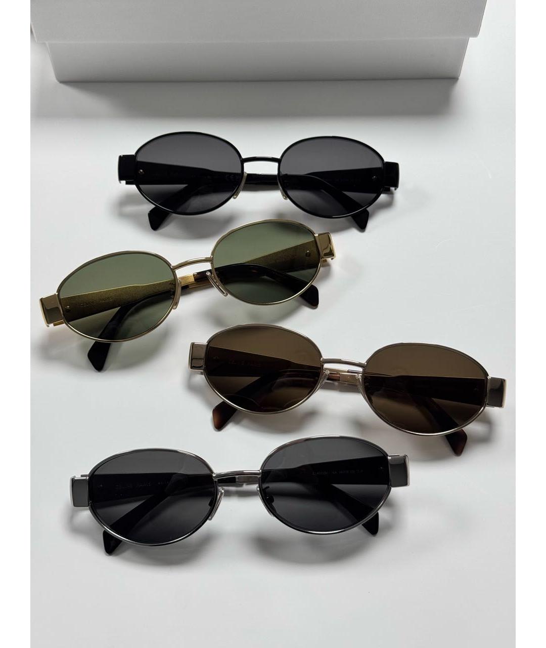 CELINE Золотые металлические солнцезащитные очки, фото 7