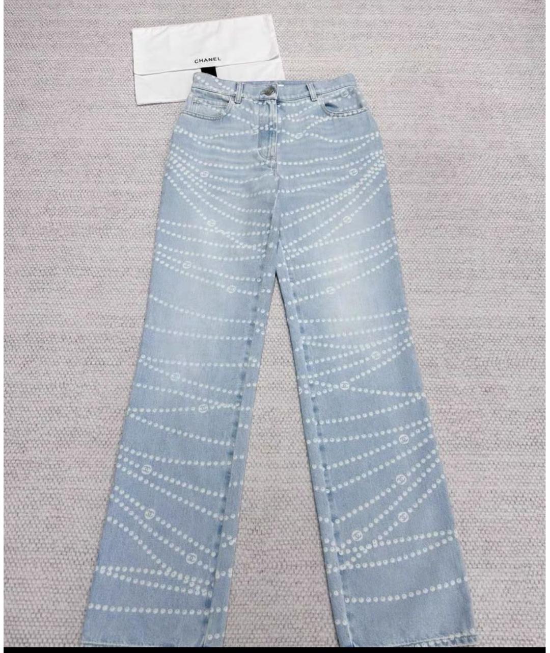 CHANEL Голубые хлопковые прямые джинсы, фото 3