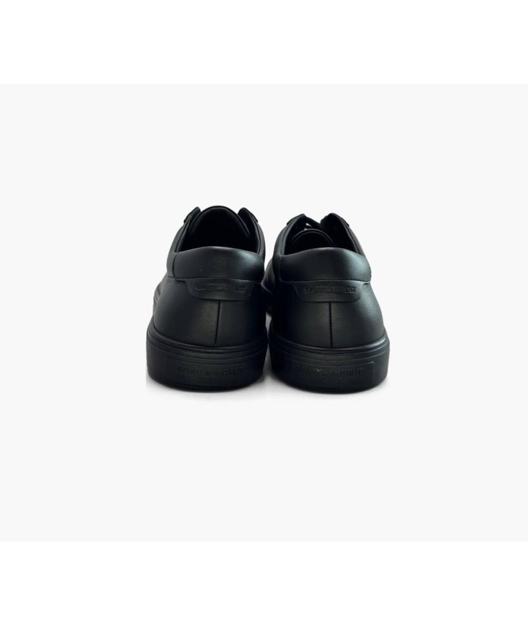 SAINT LAURENT Черные кожаные низкие кроссовки / кеды, фото 4