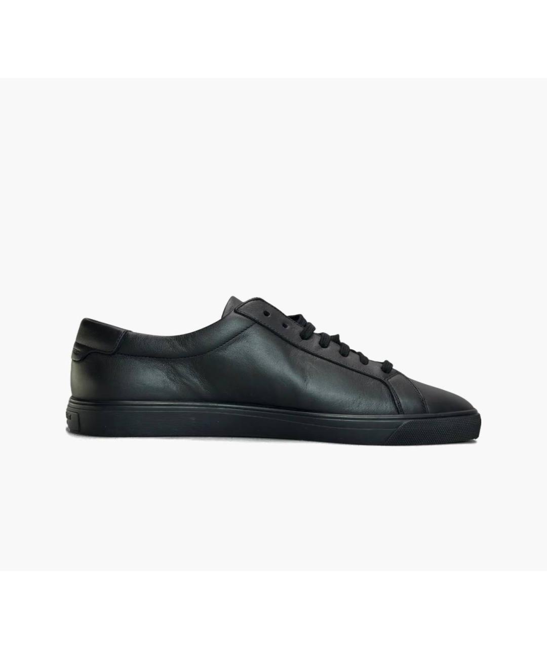 SAINT LAURENT Черные кожаные низкие кроссовки / кеды, фото 6