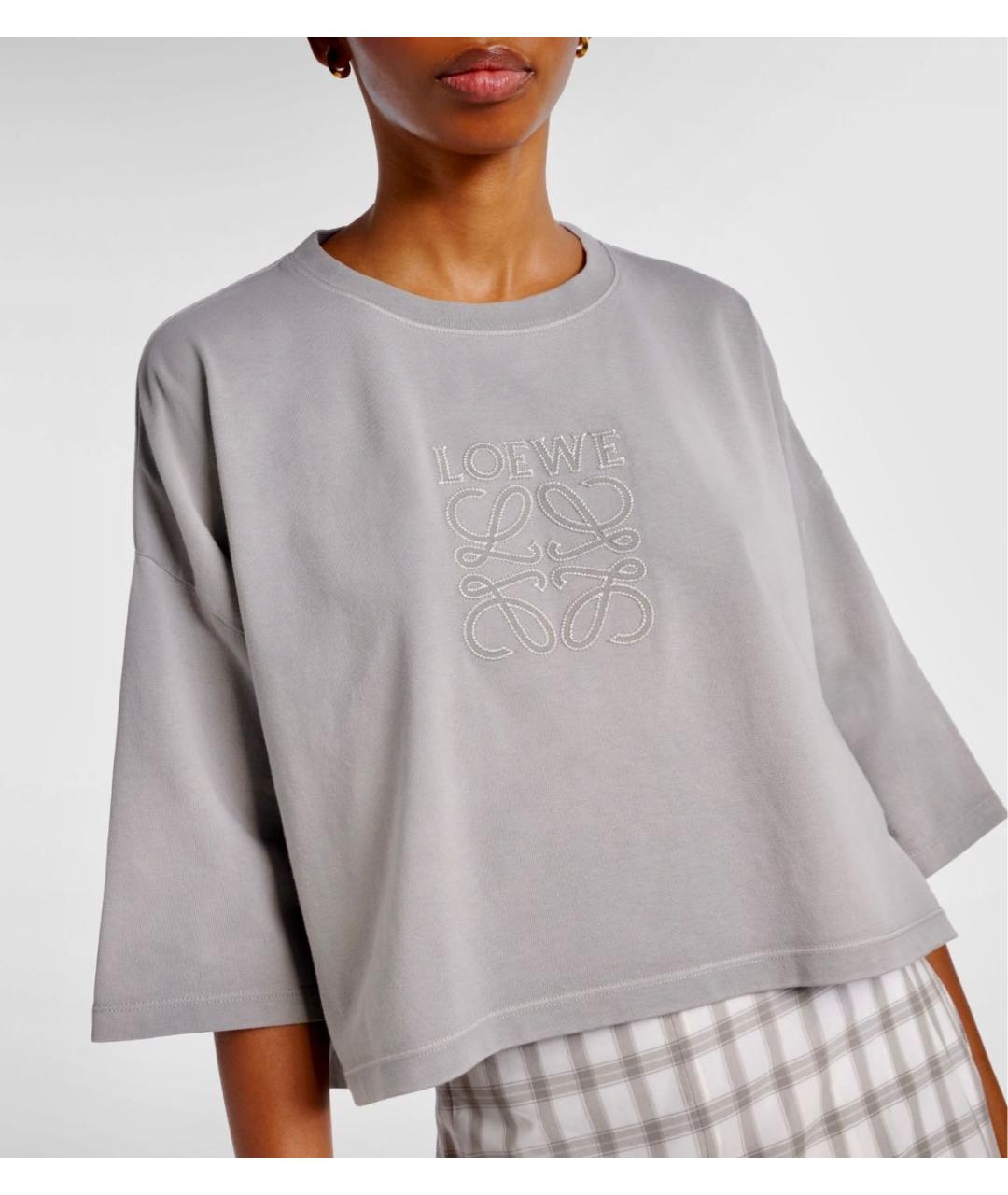 LOEWE Серая хлопковая футболка, фото 2