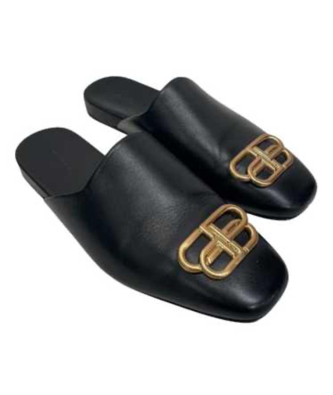 BALENCIAGA Черные кожаные мюли, фото 3
