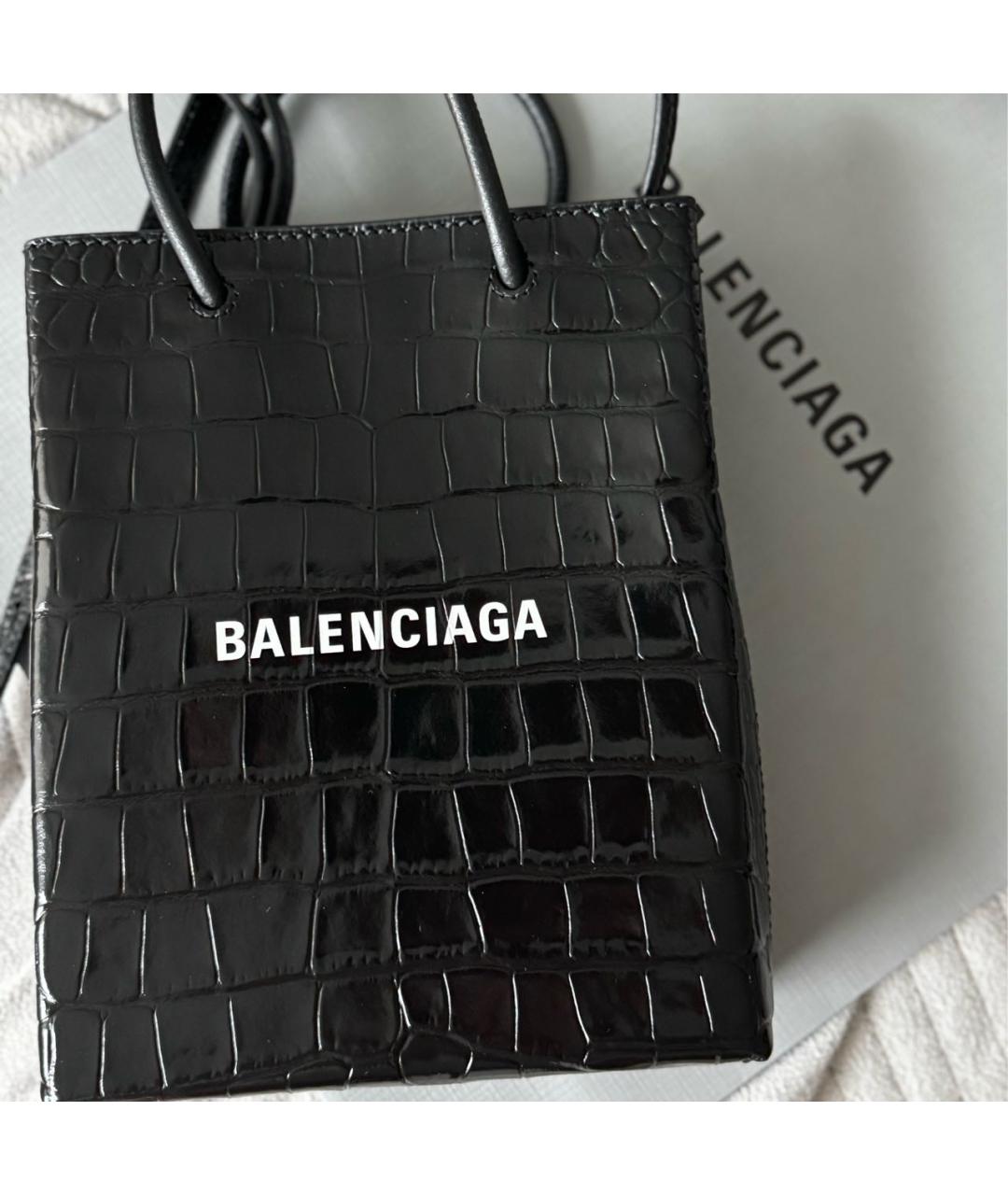 BALENCIAGA Черная кожаная сумка через плечо, фото 4