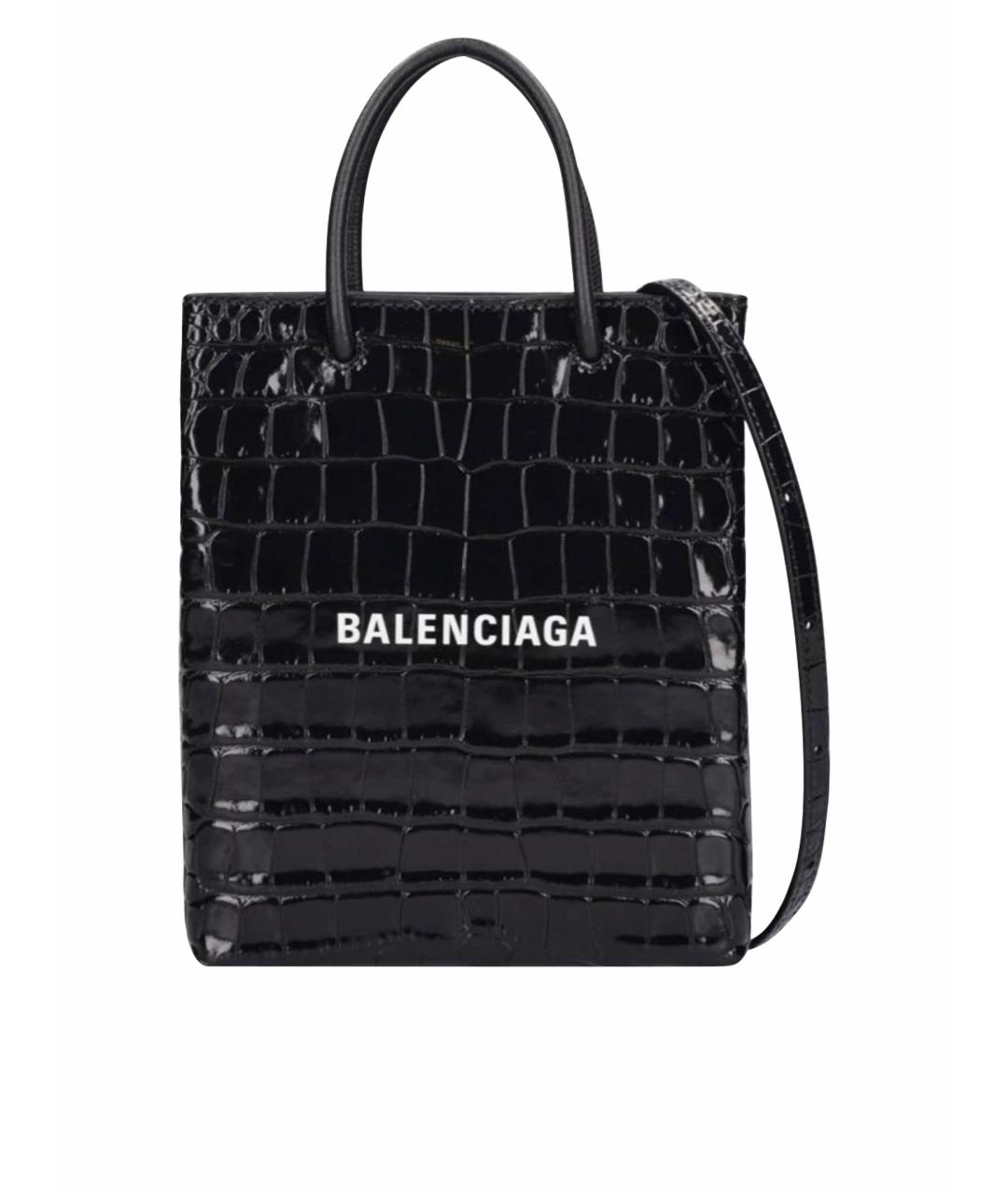 BALENCIAGA Черная кожаная сумка через плечо, фото 1