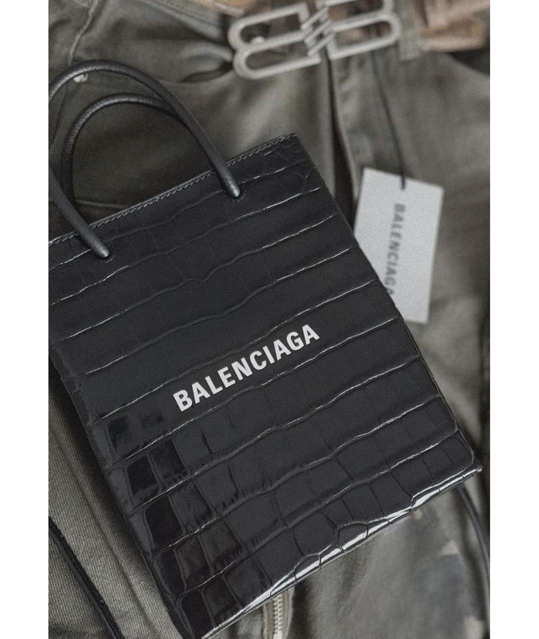 BALENCIAGA Черная кожаная сумка через плечо, фото 2