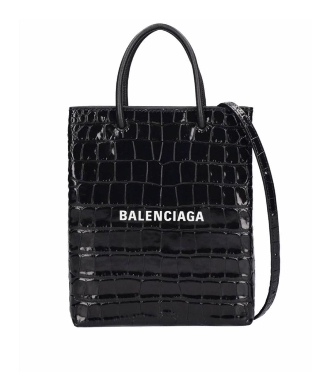 BALENCIAGA Черная кожаная сумка через плечо, фото 5