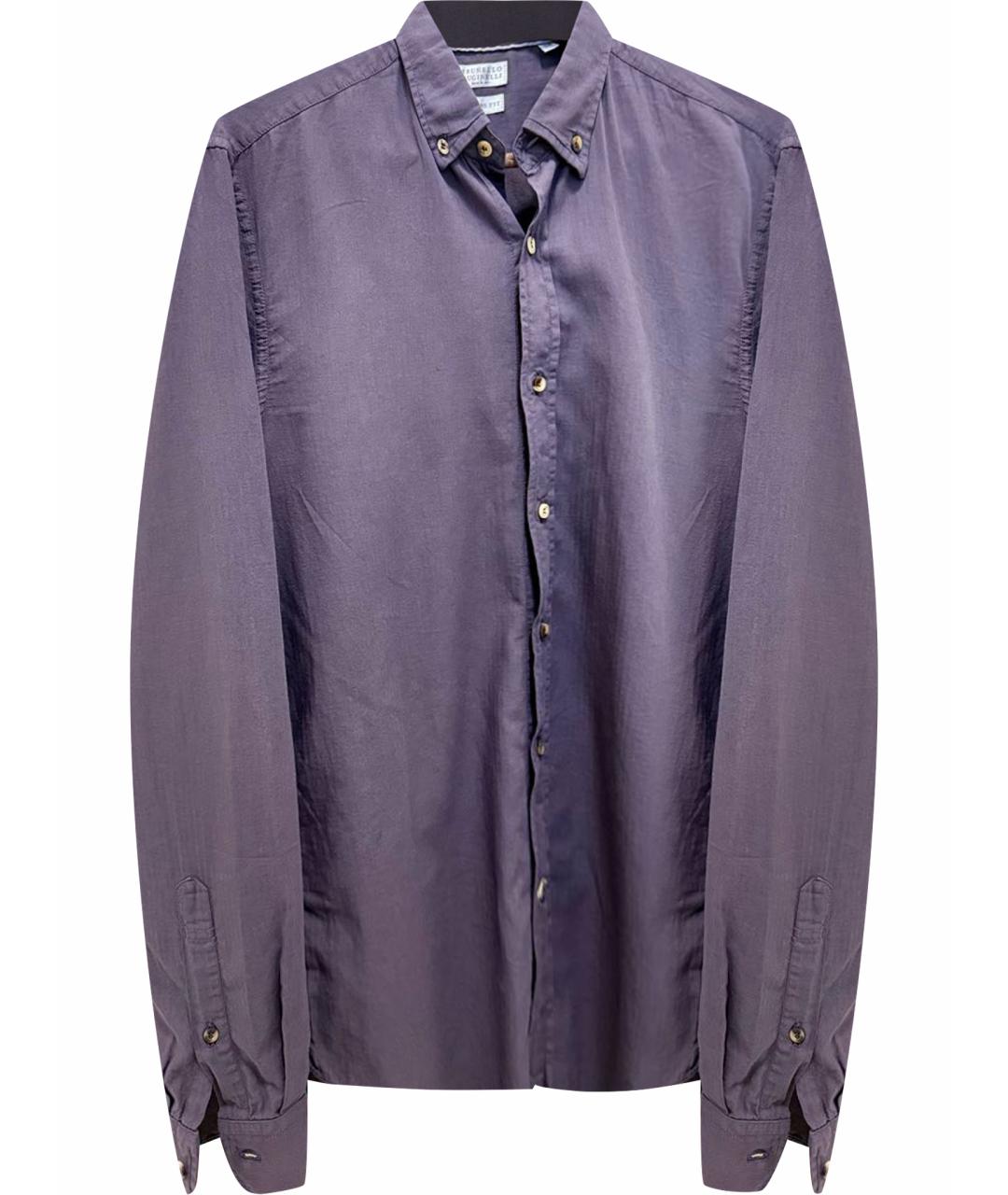 BRUNELLO CUCINELLI Фиолетовая хлопковая кэжуал рубашка, фото 1