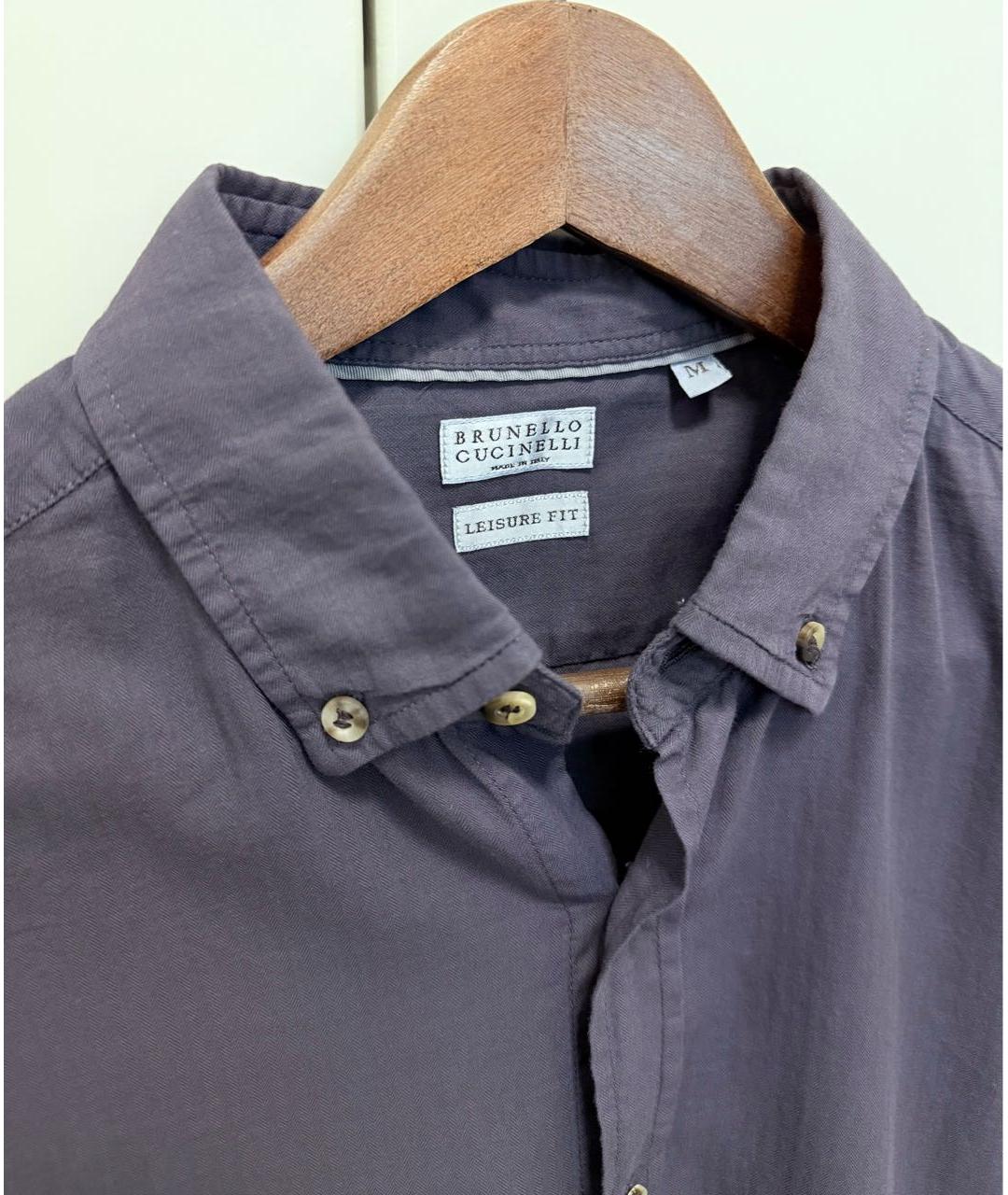 BRUNELLO CUCINELLI Фиолетовая хлопковая кэжуал рубашка, фото 5