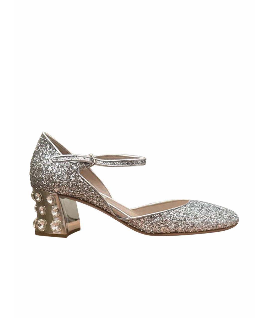 MIU MIU Серебряные кожаные туфли, фото 1