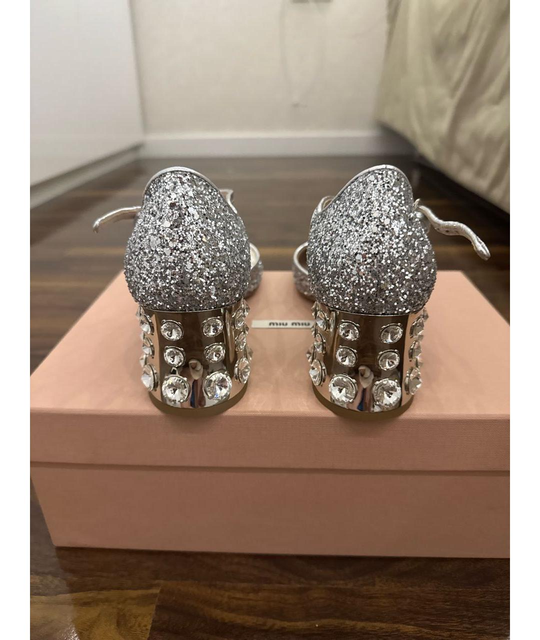 MIU MIU Серебряные кожаные туфли, фото 4