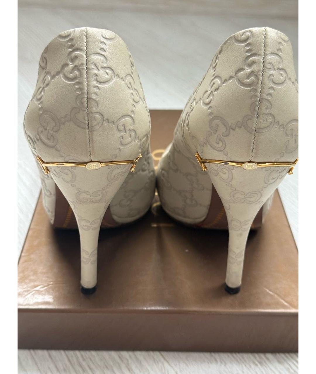 GUCCI Бежевые кожаные туфли, фото 4