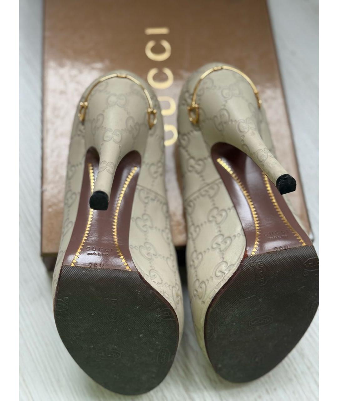 GUCCI Бежевые кожаные туфли, фото 5