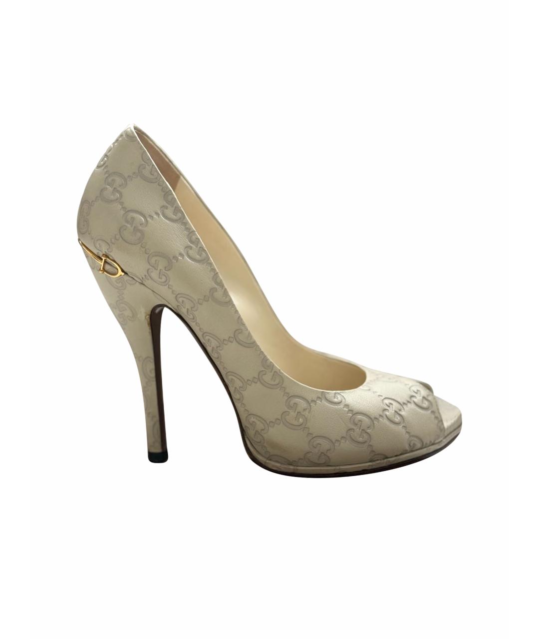 GUCCI Бежевые кожаные туфли, фото 1