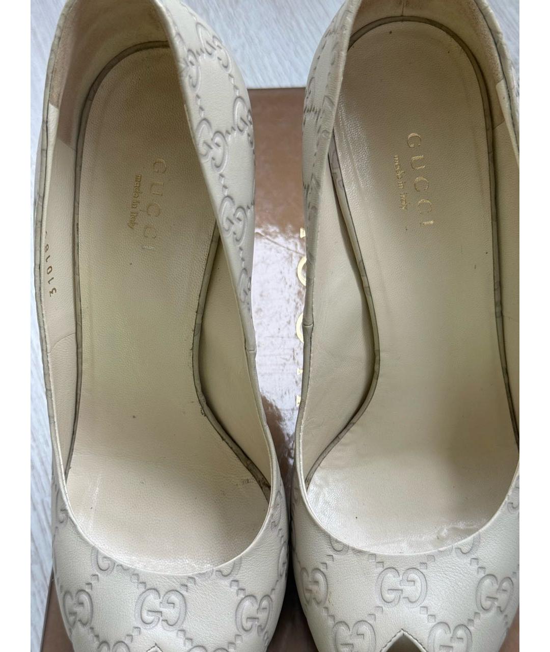 GUCCI Бежевые кожаные туфли, фото 2