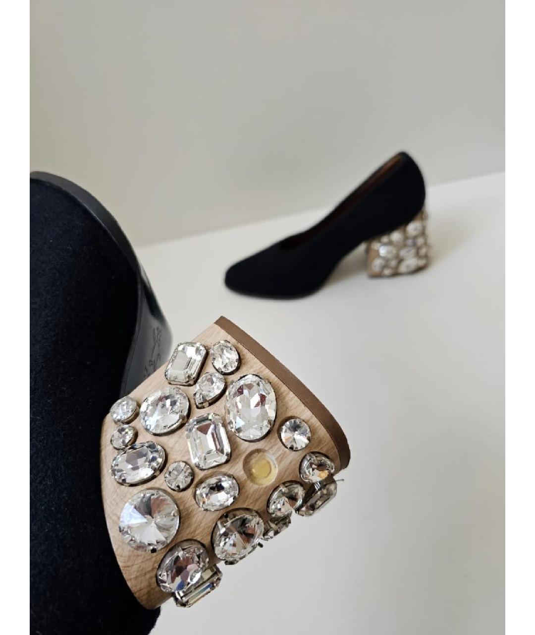 MARNI Черные кожаные лодочки на низком каблуке, фото 8