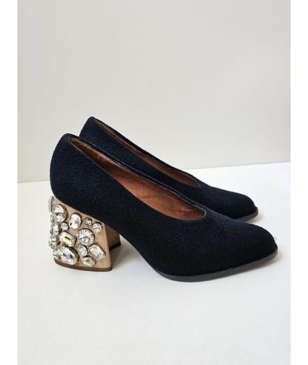 MARNI Черные кожаные лодочки на низком каблуке, фото 10