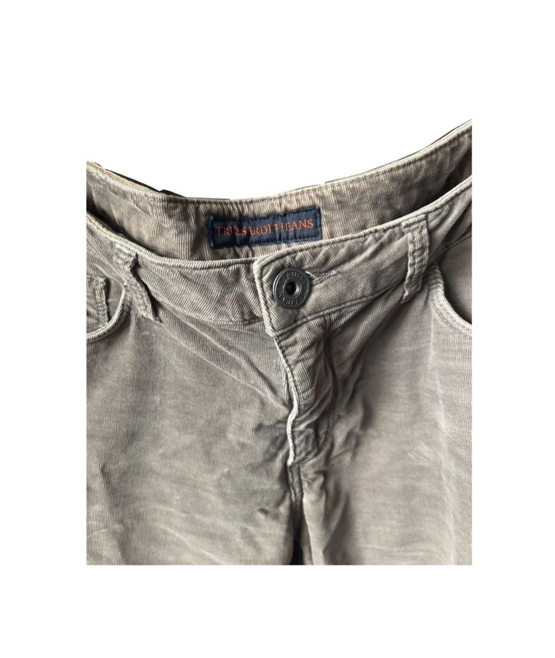 TRUSSARDI Коричневые хлопковые прямые джинсы, фото 3