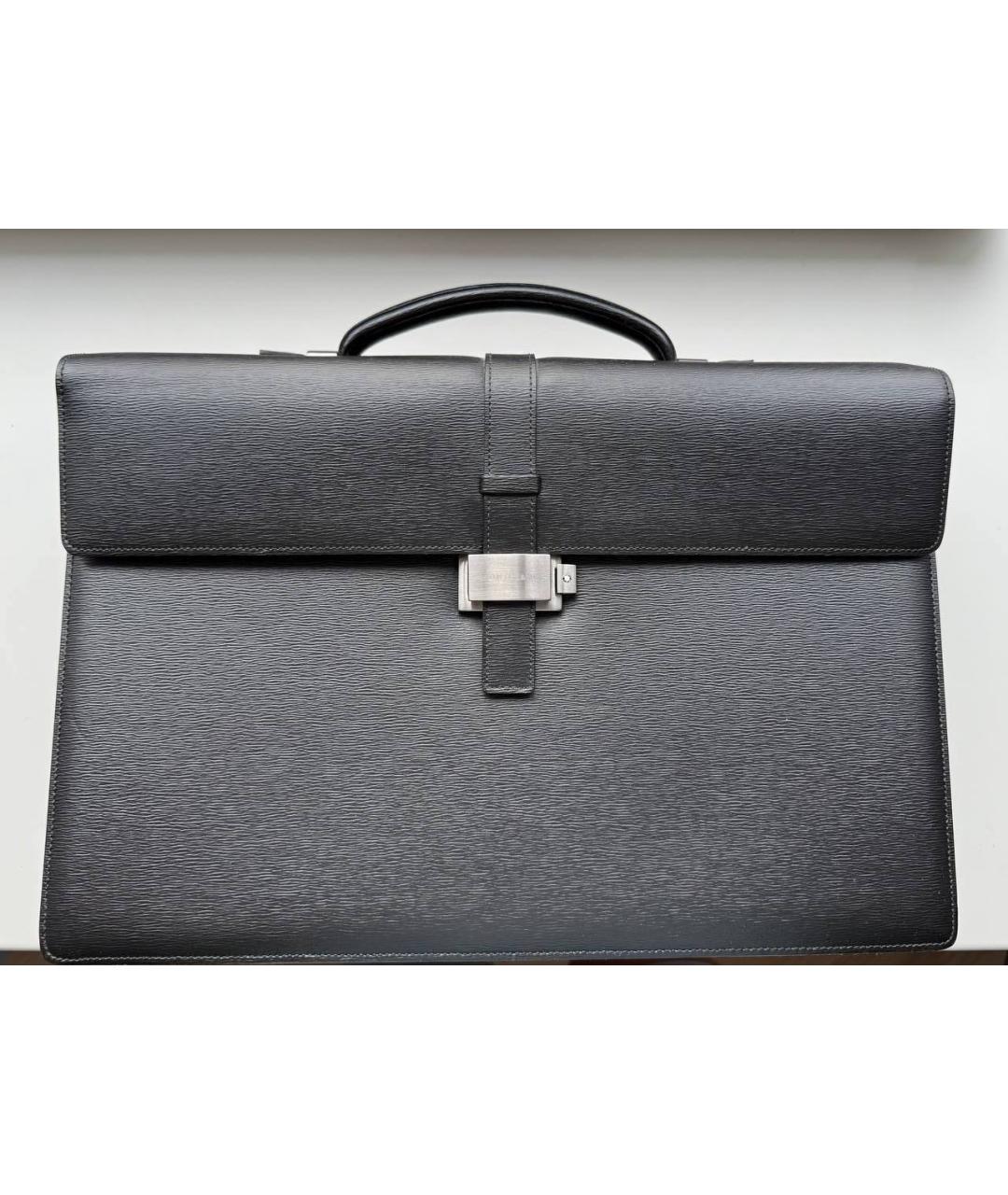 MONTBLANC Черный кожаный портфель, фото 10