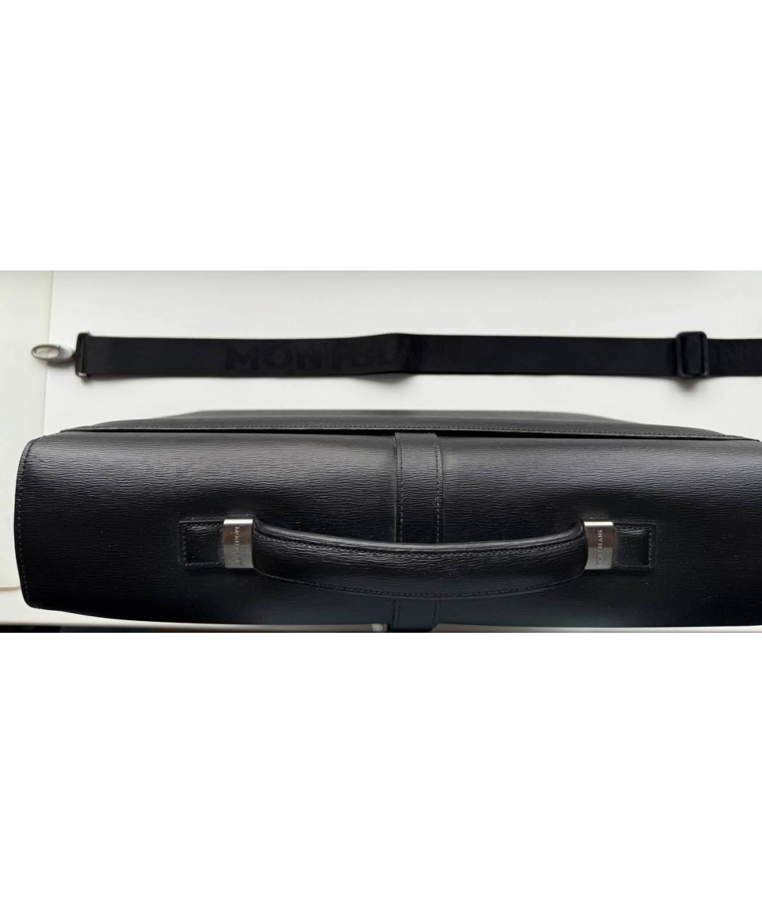 MONTBLANC Черный кожаный портфель, фото 6