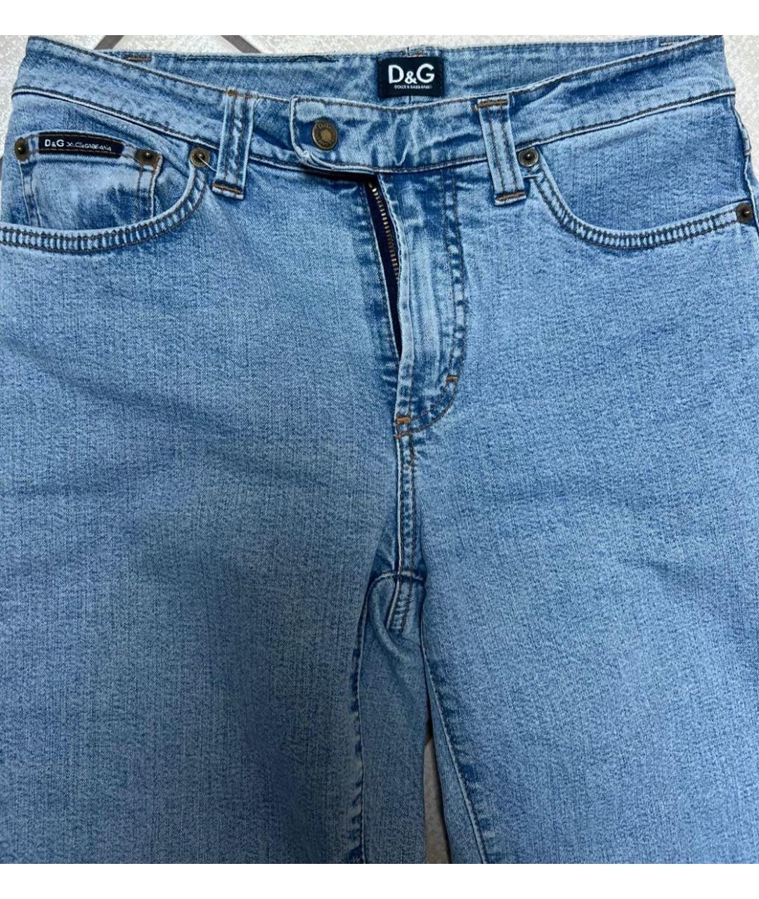 DOLCE&GABBANA Голубые хлопковые прямые джинсы, фото 3