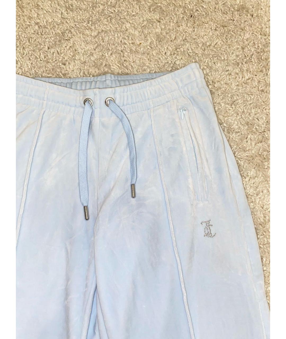 JUICY COUTURE Голубые велюровые спортивные брюки и шорты, фото 3