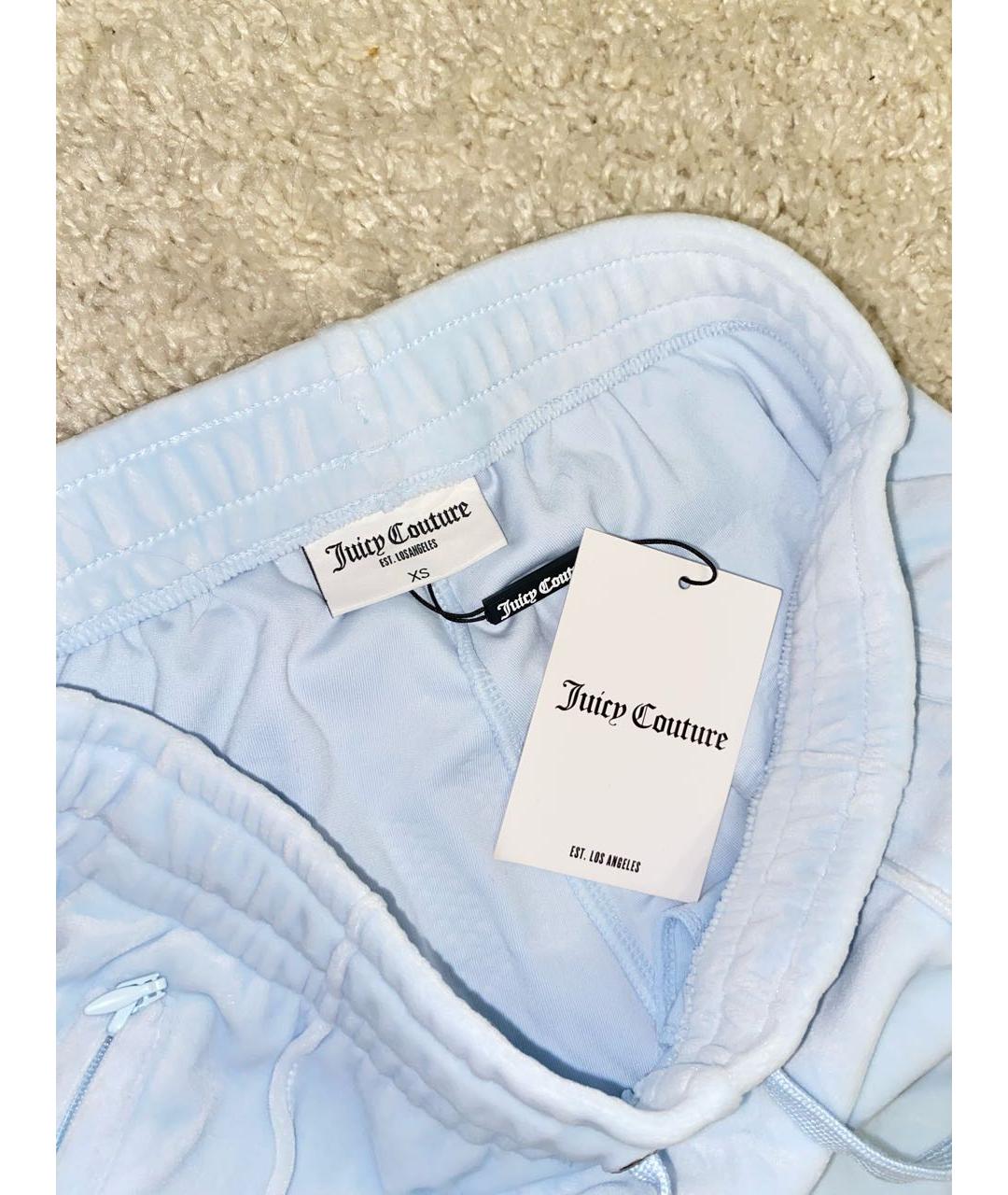 JUICY COUTURE Голубые велюровые спортивные брюки и шорты, фото 2