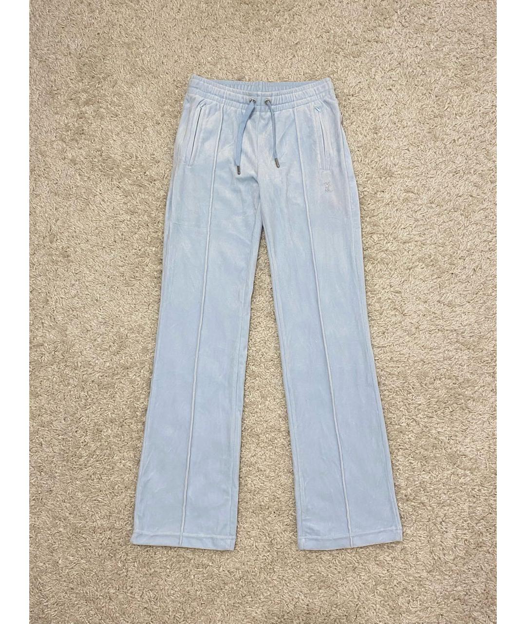 JUICY COUTURE Голубые велюровые спортивные брюки и шорты, фото 7