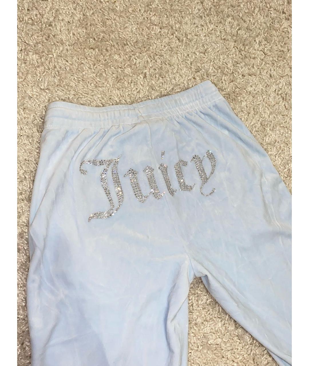 JUICY COUTURE Голубые велюровые спортивные брюки и шорты, фото 4