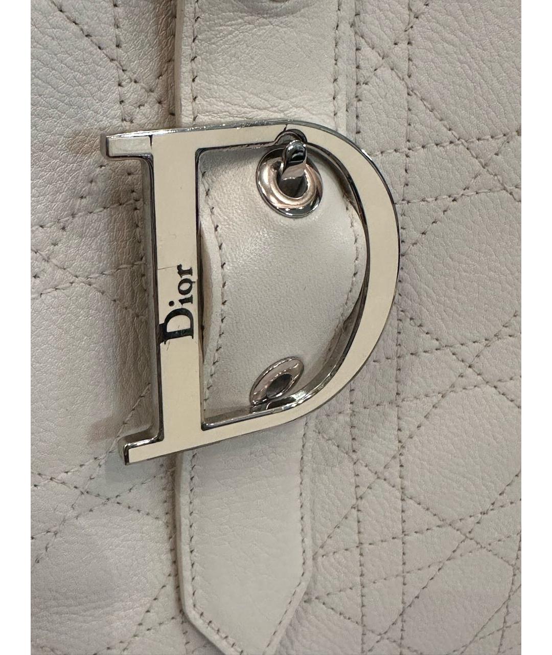 CHRISTIAN DIOR Белая кожаная сумка тоут, фото 5