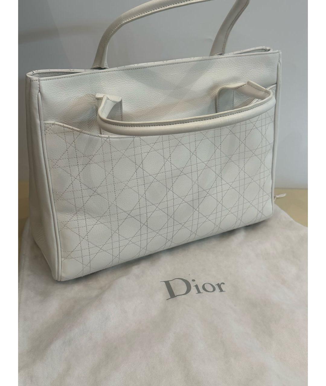 CHRISTIAN DIOR Белая кожаная сумка тоут, фото 3